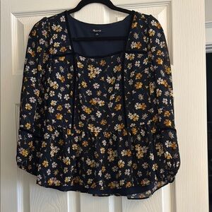 Madewell Blue and Yellow Blouse Top